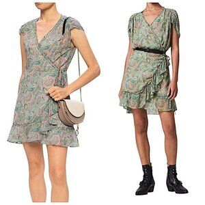 All Saints‎ Zini Shahmina Paisley Wrap Mini Dress, size 10 US